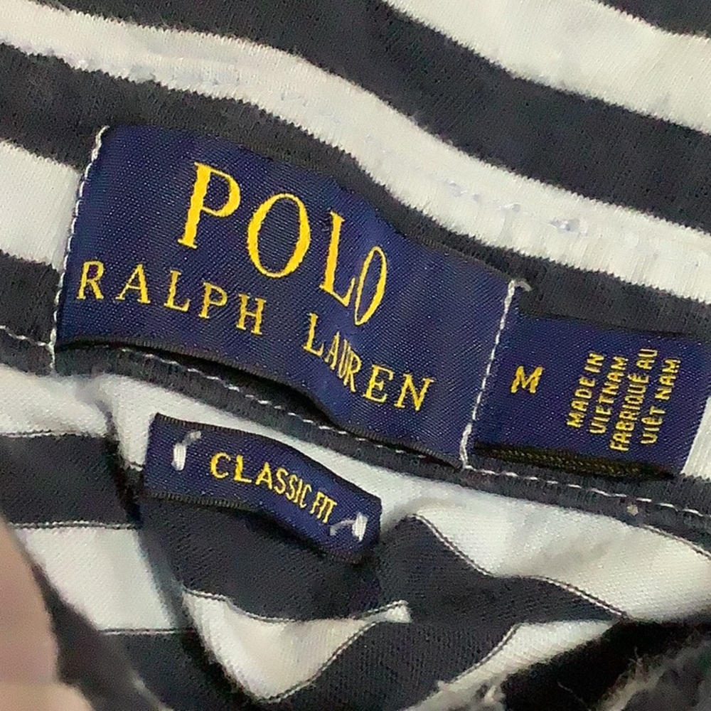 Polo Ralph Lauren Men’s medium Blue Stripe Classic Fit Short Sleeve Polo Shirt - Picture 3 of 3